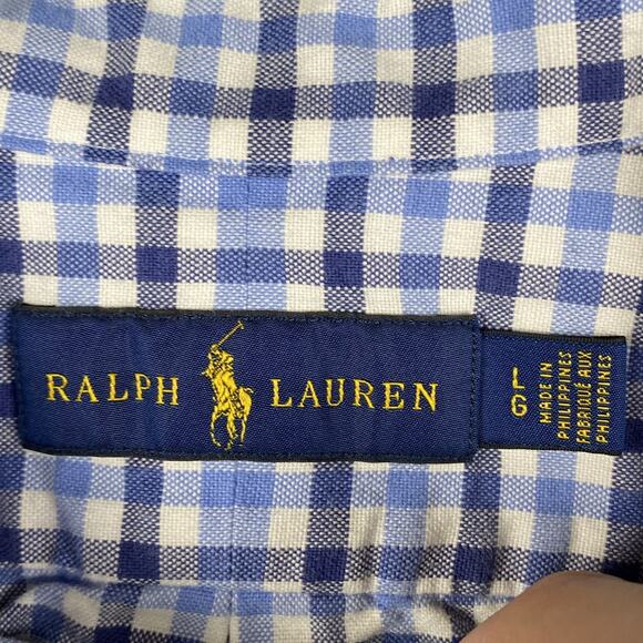 Ralph Lauren Shirt Men's Large Oxford Plaid Button Down Business Smart Causal - Picture 5 of 8